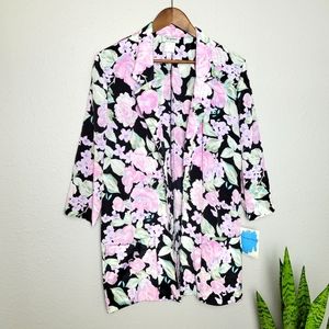Vintage Floral Open Blazer 3/4 Sleeve Large